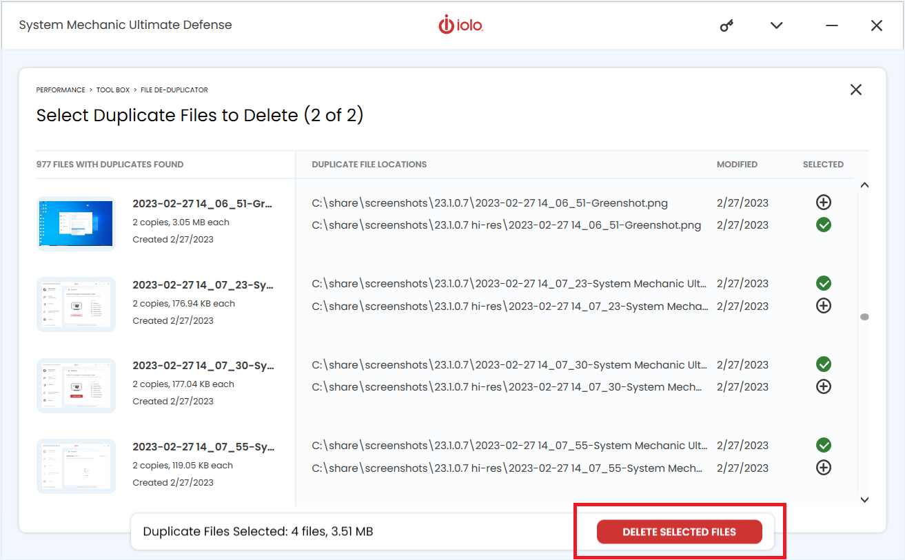 File De-duplicator list